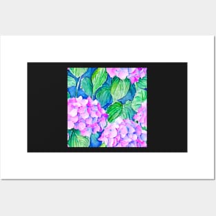 Hydrangea flowers watercolor Posters and Art